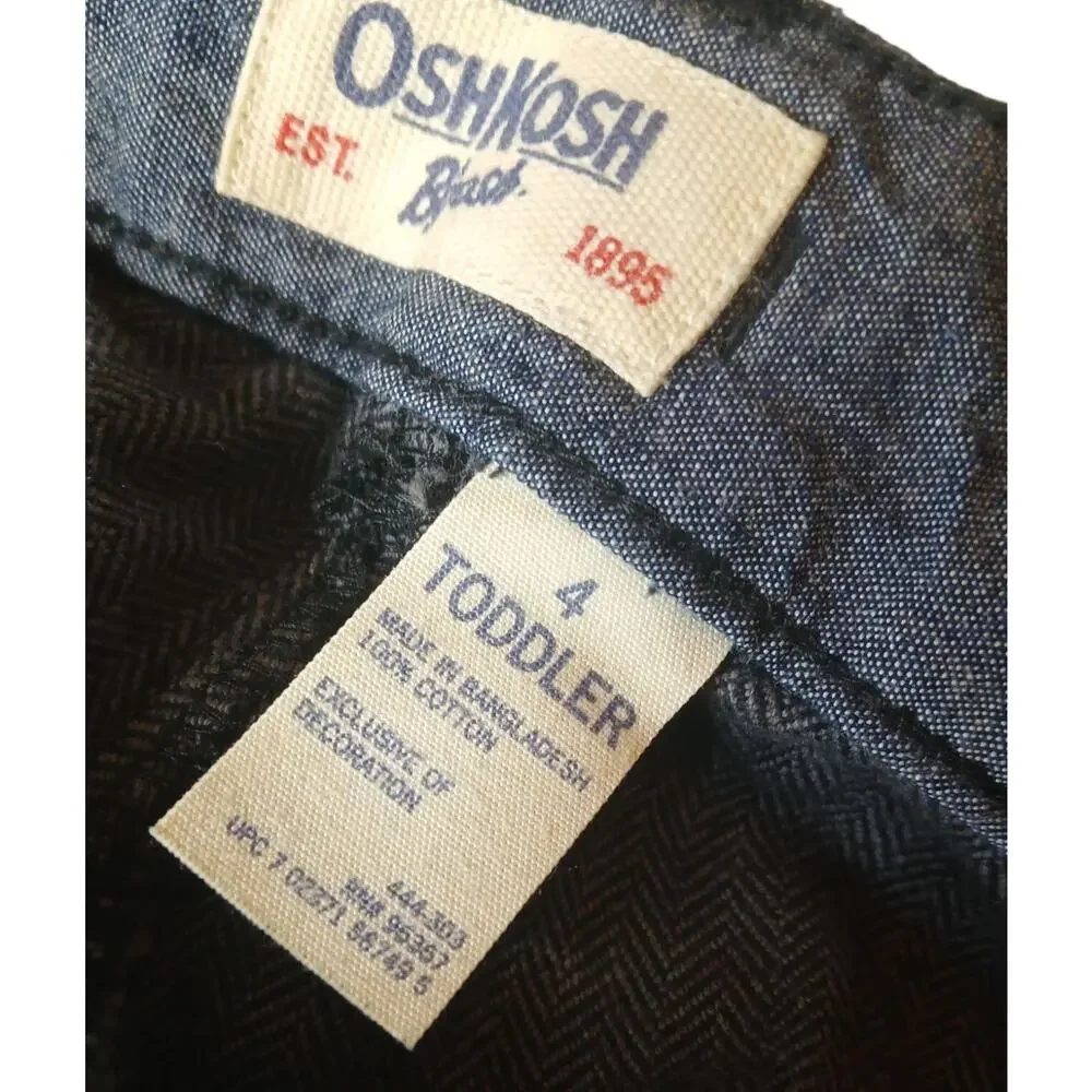 Oshkosh Boys Pants 4T Toddler E-Z Adjust Waist Cargo Dark Blue 100% Cotton NWT‎
